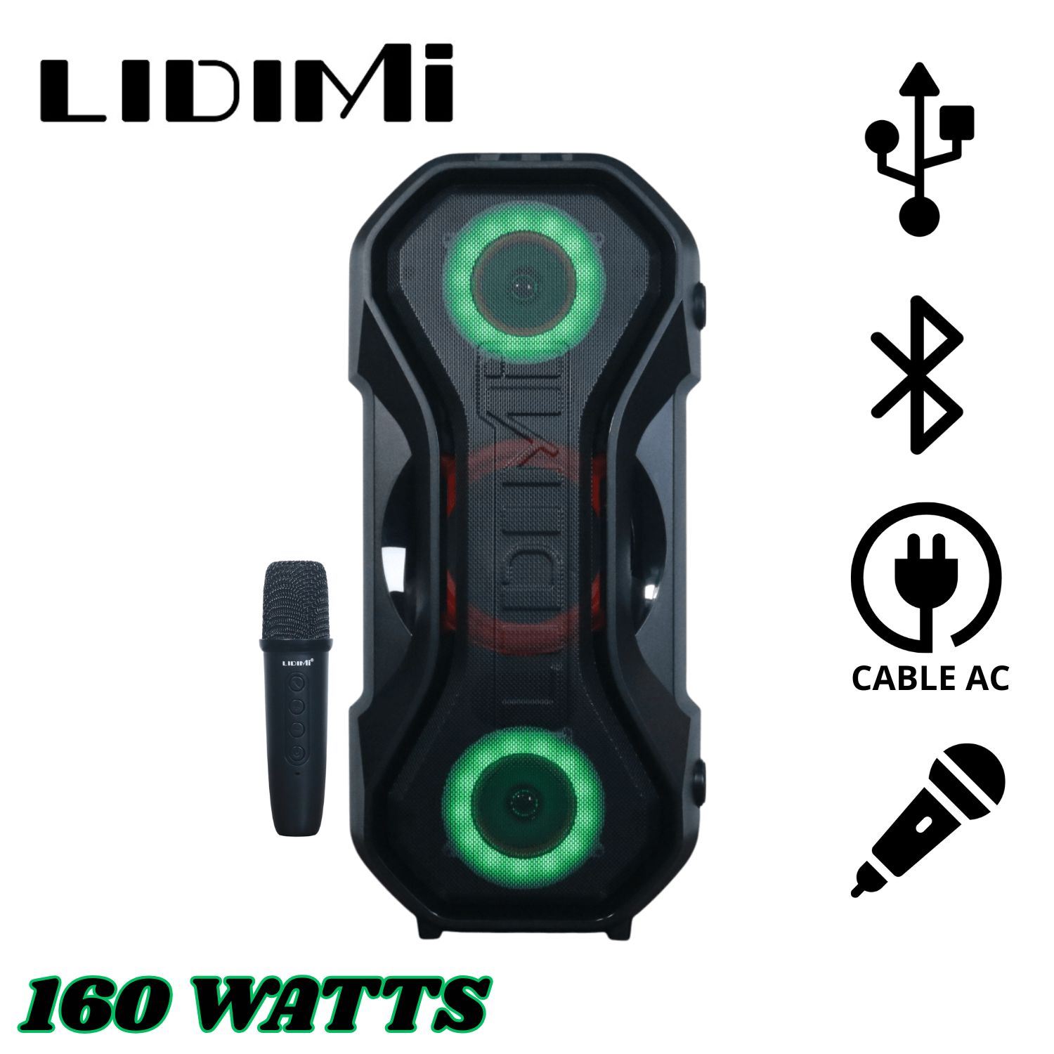 Parlante Portátil Lidimi LD S060AC USB TF AUX Luces RGB